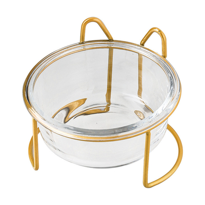 Elevated Pet Glass Cat Bowls Double For Protecting Pet Spine