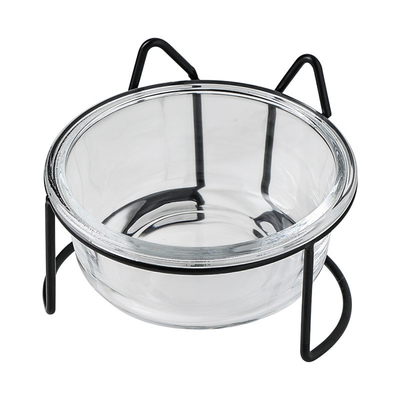 Elevated Pet Glass Cat Bowls Double For Protecting Pet Spine