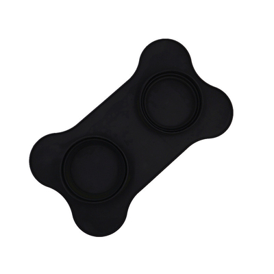 Portable Silicone Collapsible Double Dog Bowl Tray For Feeding