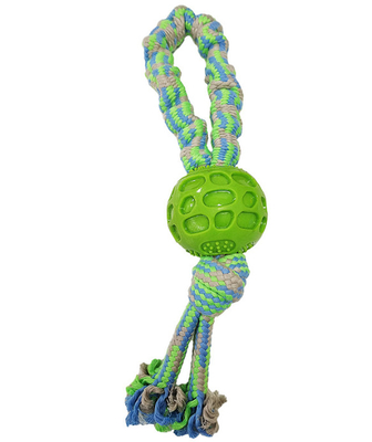 Non Toxic Dog Ball Green Dog Rope Toy For Aggressive Chewers 34cm