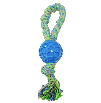 Non Toxic Dog Ball Green Dog Rope Toy For Aggressive Chewers 34cm