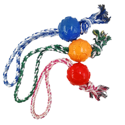 Teeth Cleaning Pet Chew Toys War Tennis Ball Rope Dog Toy 54G