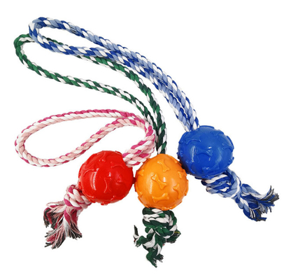 Teeth Cleaning Pet Chew Toys War Tennis Ball Rope Dog Toy 54G