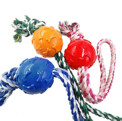 Teeth Cleaning Pet Chew Toys War Tennis Ball Rope Dog Toy 54G