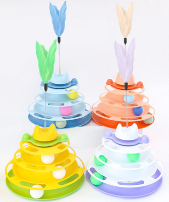 Indoor Cats Interactive Cat Ball Track Tower Toy With Six Colorful Balls Exerciser Game