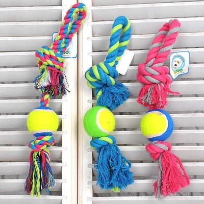 Dog Rope Toys For Aggressive Chewers Training Dog Ball Wholesale Pet Toys Bite Resistant Cotton Knot Tennis