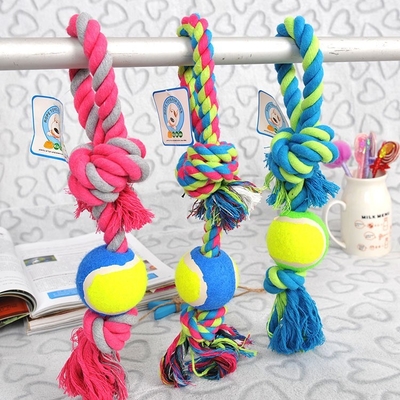 Dog Rope Toys For Aggressive Chewers Training Dog Ball Wholesale Pet Toys Bite Resistant Cotton Knot Tennis