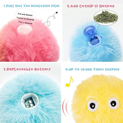 Fluffy Plush Kitten Catnip Automatic Cat Ball Fun Toys For Cat Exercise