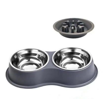 Stainless Steel Pet Slow Food Dog Bowl Detachable Water Bowl