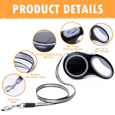 Extendable Dog Lead Quick Release Dog Lead Free Anti-Bite Nylon Tape for Large Dogs