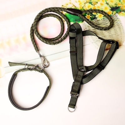 Nylon Pet Traction Rope Three Piece Set Teddy Gold Hair Chest Strap