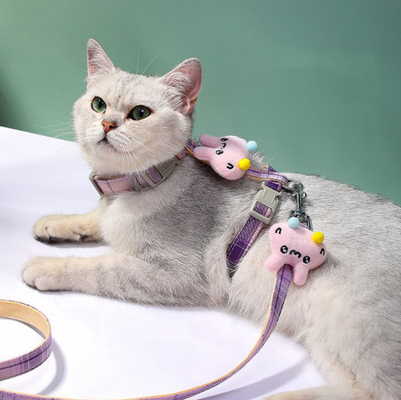 Soft Nylon Cat Harness Leash Escape Proof Adjustable For Kittens Small Animals