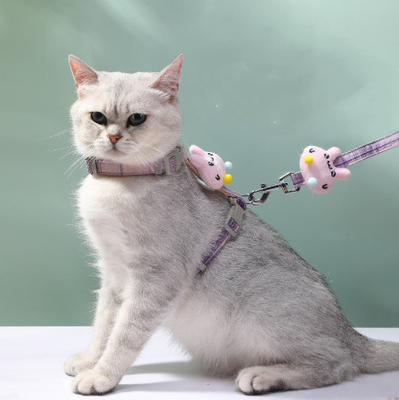 Soft Nylon Cat Harness Leash Escape Proof Adjustable For Kittens Small Animals