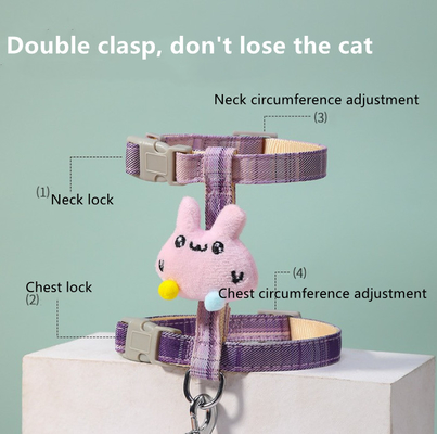 Soft Nylon Cat Harness Leash Escape Proof Adjustable For Kittens Small Animals