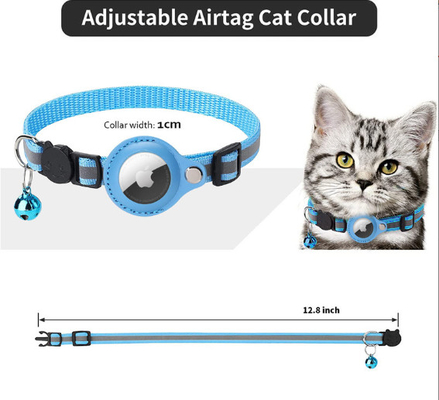 Adjustable Airtag Cat Custom Collar With Silicone Airtag Holder And Bell