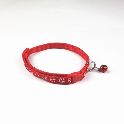 PP Small Dog Adjustable Collar Printed Foot Print With Bell Patch