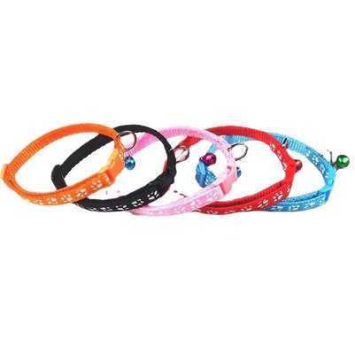 PP Small Dog Adjustable Collar Printed Foot Print With Bell Patch