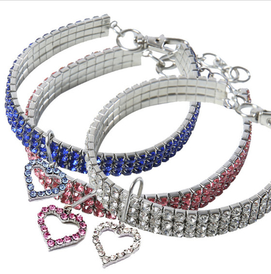 Adjustable Crystal Small Cat Collar Elastic Pet Necklace For Small Pet Cat Dogs Puppy