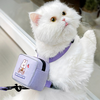Print Mesh Cat Harness Backpack Leash Set Detachable Puppy Harness Pet Travel Hiking