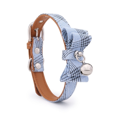 Polyester Fiber Pet Bowknot Dog Collar Oblique Stripe Cat Bell Collar