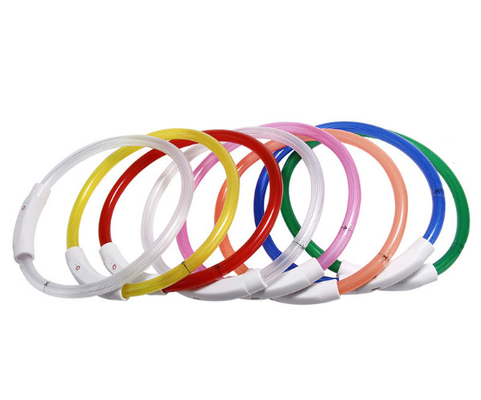 Nylon USB Rechargeable LED Dog Collar With Adjustable Reflective Safety Glowing