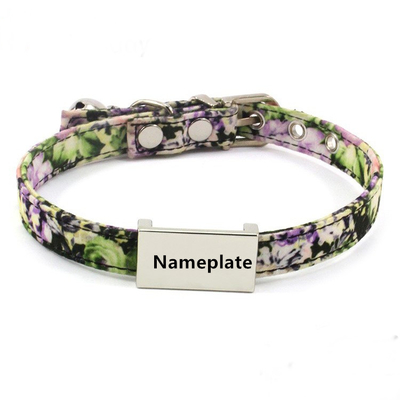 Laser ID Tag Pet Collar Anti Loss Bell Neck Rope Lettering Wind Cloth Art Belt