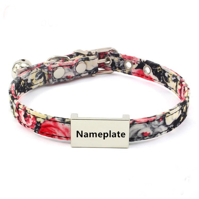 Laser ID Tag Pet Collar Anti Loss Bell Neck Rope Lettering Wind Cloth Art Belt