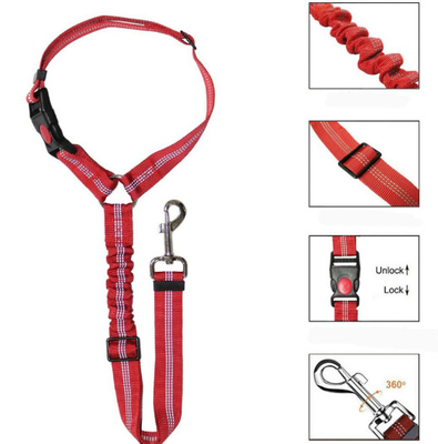 Adjustable Dog Seat Belt Collars Harness Restraint With Elastic Bungee Buffer
