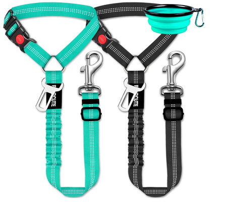Adjustable Dog Seat Belt Collars Harness Restraint With Elastic Bungee Buffer