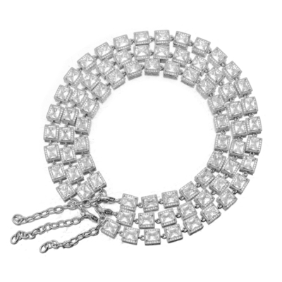 Gold Silver Pet Training Collars Accessories Dog Chain Zircon Brass Necklace