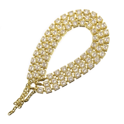 Gold Silver Pet Training Collars Accessories Dog Chain Zircon Brass Necklace