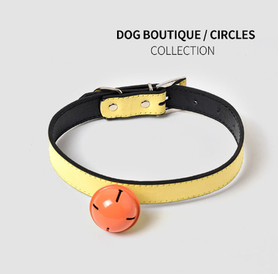 Soft Adjustable Leather Cat Collar With Bell Metal Buckle