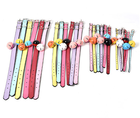 Soft Adjustable Leather Cat Collar With Bell Metal Buckle