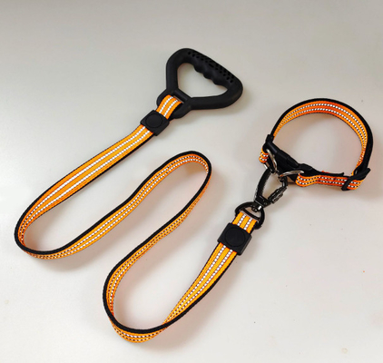 Reflective Green Nylon Dog Collar Leash For Control Safety Training