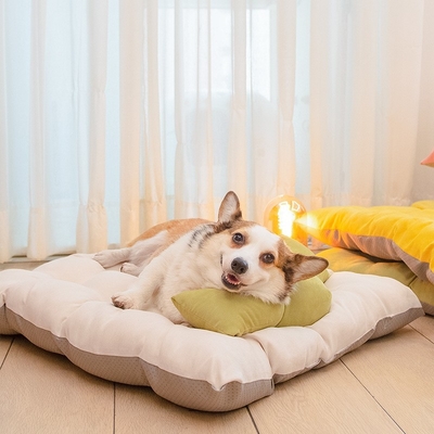Filled PP Cotton Square Dog House Bed Pad Deer Fur Pet Mat Anti Moisture