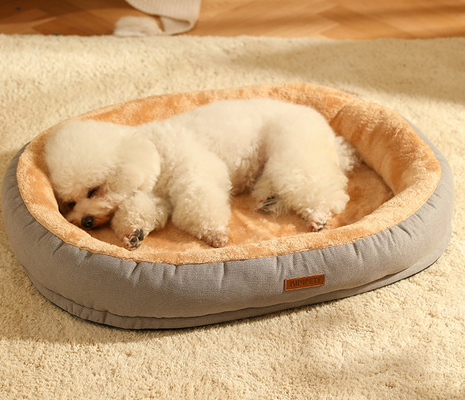 Basics Round Bolster Indestructible Dog Bed With Flannel Top