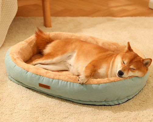 Basics Round Bolster Indestructible Dog Bed With Flannel Top