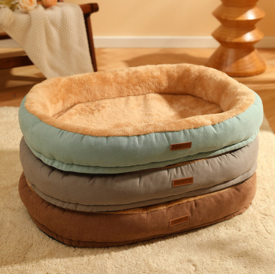 Basics Round Bolster Indestructible Dog Bed With Flannel Top