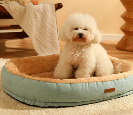 Basics Round Bolster Indestructible Dog Bed With Flannel Top
