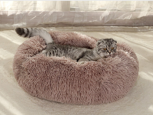 Modern Soft Plush Round Cozy Cave Bed For Cats Small Dogs Snooze Sleeping