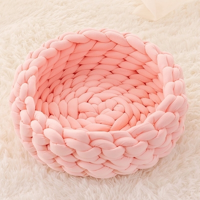 Coarse Wool Hand Woven Pet Cat Nest Machine Washable DIY Arm Rough Cloth Puppy Bed