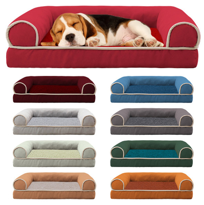Eggshell Cotton Filling Elegant Grey Pet Sofa Bed With Non Slip Bottom
