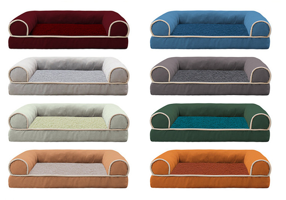 Eggshell Cotton Filling Elegant Grey Pet Sofa Bed With Non Slip Bottom