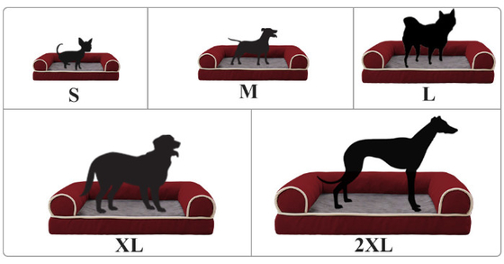 Eggshell Cotton Filling Elegant Grey Pet Sofa Bed With Non Slip Bottom
