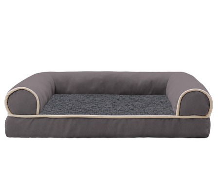 Eggshell Cotton Filling Elegant Grey Pet Sofa Bed With Non Slip Bottom