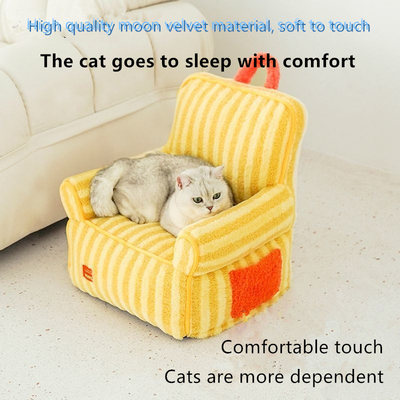 Autumn Winter Striped Dog Sofa Bed Removable Washable Pet House Soft Cushion