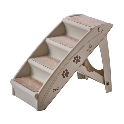 Pet Products Amazon Popular Beige Folding Dog Ladder Plastic Non Slip Pet Steps Tall Dog Stairs