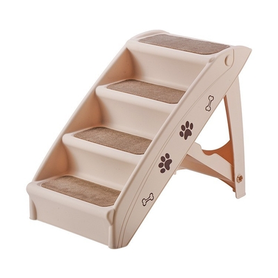 Pet Products Amazon Popular Beige Folding Dog Ladder Plastic Non Slip Pet Steps Tall Dog Stairs