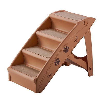 Pet Products Amazon Popular Beige Folding Dog Ladder Plastic Non Slip Pet Steps Tall Dog Stairs