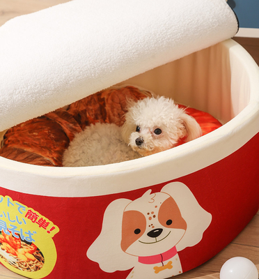 Japanese-Style Anxiety Ramen Bowl Cat Bed For Indoor Dogs Washable
